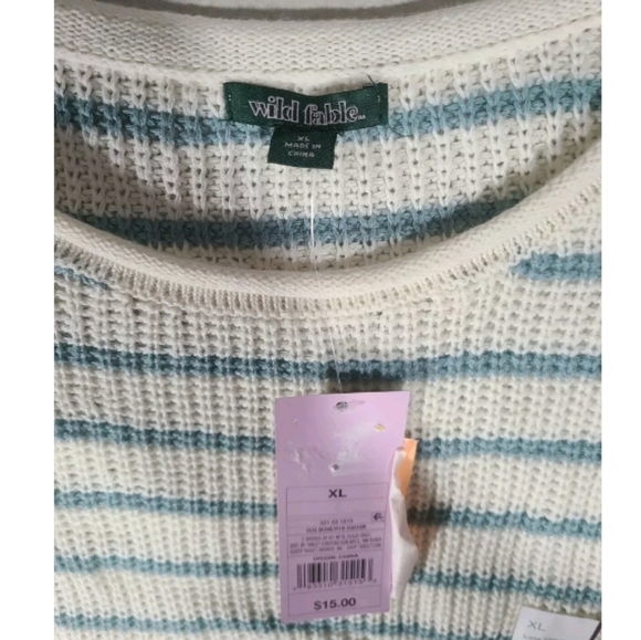 Wild Fable Striped Sweater - Cream and Gray xl - Picture 9 of 9